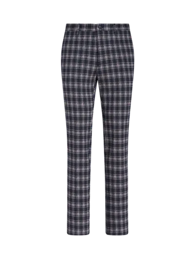 Etro Checked Stretch-cotton Straight-leg Trousers In Black