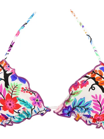 Mc2 Saint Barth Floral Printed Halterneck Bikini Top In Multi