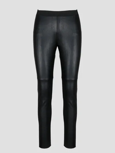 P.a.r.o.s.h Leather Slim Trouser In Black