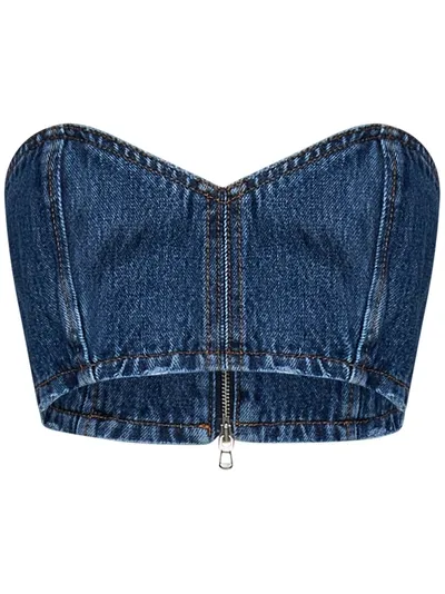 Monot Sweetheart Denim Bandeau In Blue