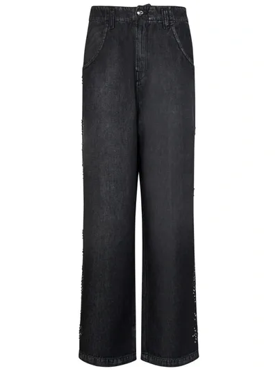 Bluemarble Washed-denim Wide-leg Jeans In Nero