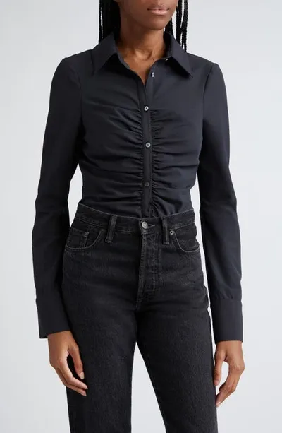 Cinq À Sept Cinq A Sept Sienna Ruched Shirt In Black