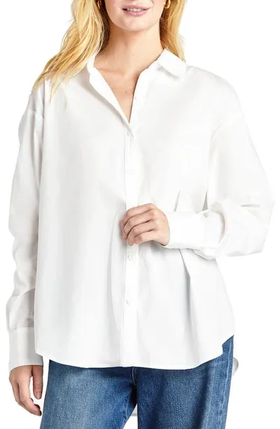 Splendid Stretch Cotton Poplin Button-up Shirt In White