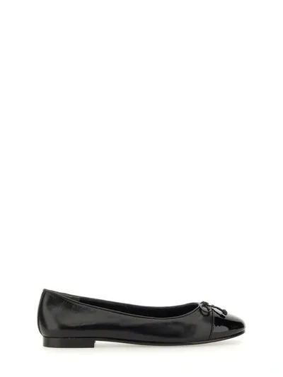 Tory Burch Ballerina With Logo In Black