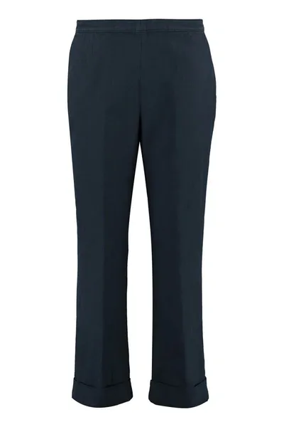 Aspesi Cotton-linen Trousers In Blue