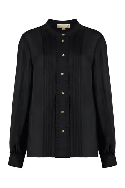 Michael Michael Kors Ruffled Buttoned Shirt In Black