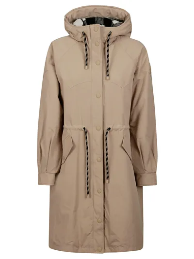 Woolrich Check Lined Long Parka In Neutrals