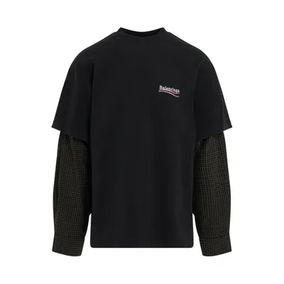 Balenciaga Political Campaign Layered T-shirt In Washed Black