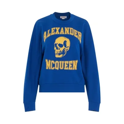 Alexander Mcqueen Skull-print Crew-neck Sweatshirt In Blue