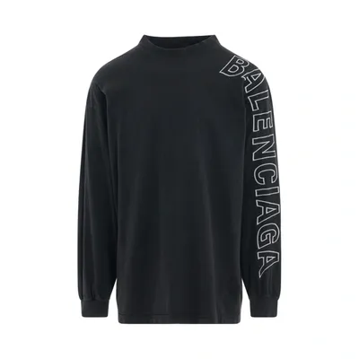 Balenciaga Logo Printed Crewneck Sweatshirt In Black