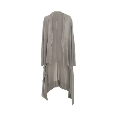 Rick Owens Long Wrap Knit Cardigan In Gray