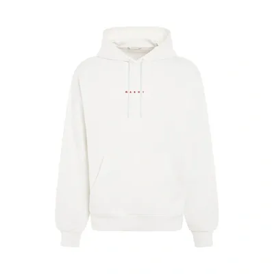 Marni Logo Hoodie In White