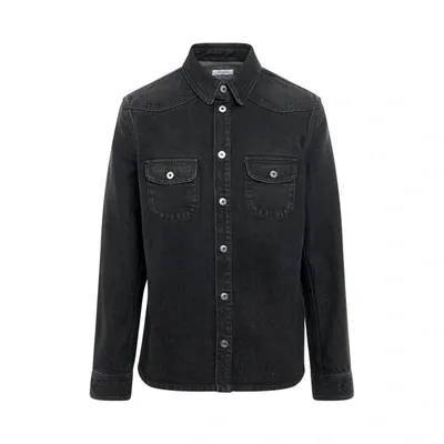 Off-white Arrow Embroidered Skinny Denim Shirt