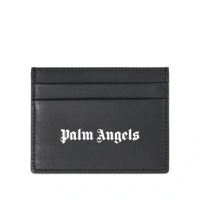 Palm Angels Logo Caviar Card Holder In Black