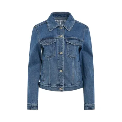 Loewe Anagram Logo-patch Regular-fit Denim Jacket In Mid Blue Denim