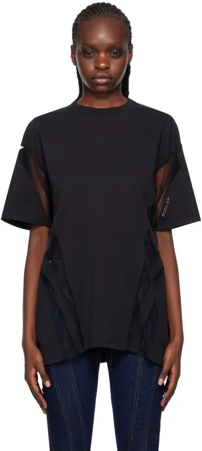 Mugler Black Illusion T-shirt In Black  