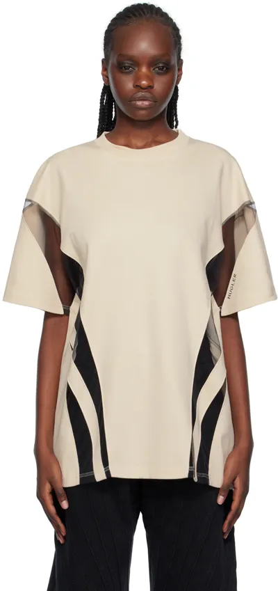 Mugler Beige Illusion T-shirt In B0819 Champagne/blac