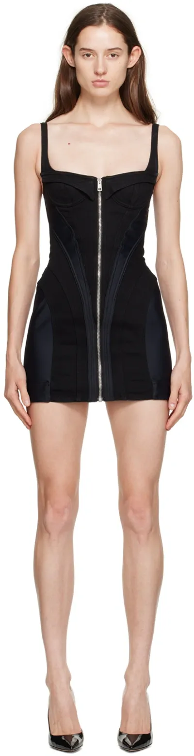 Mugler Corset Mini Dress In Black & Black