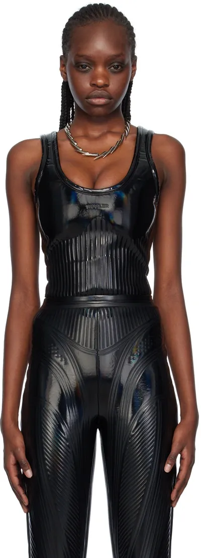 Mugler Black Embossed Bodysuit In 1999 Black