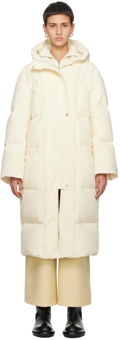 Jil Sander Yellow Quilted Down Coat In Dune