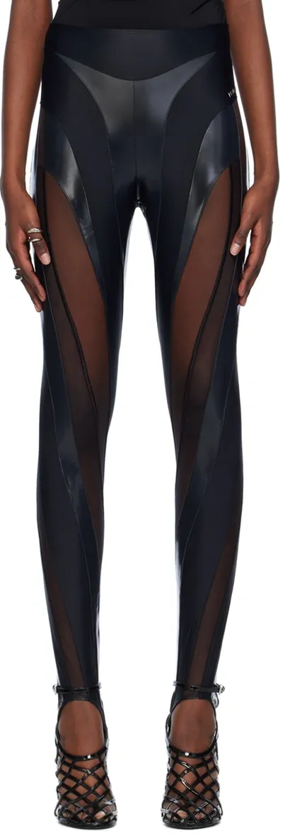 Mugler Black Spiral Leggings In B1919 Black/black