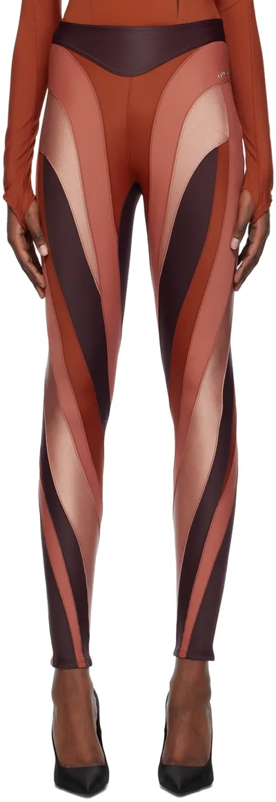 Mugler Tan Spiral Leggings In Multicolor