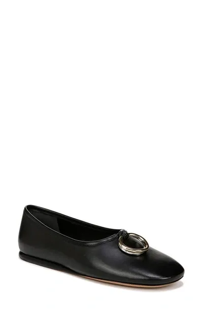 Vince Didi Leather Charm Ballerina Flats In Black