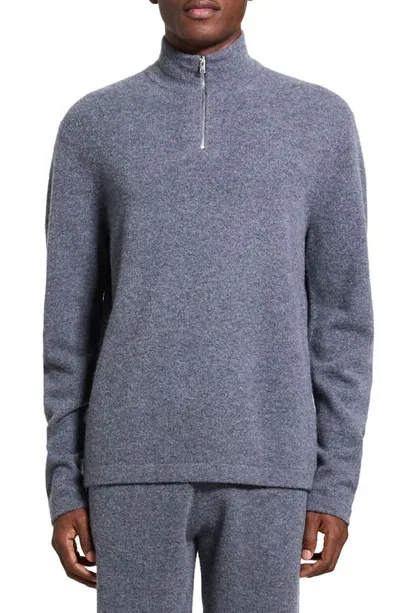 Theory Geder Long Sleeve Quarter Zip Knit Sweater In Graphite