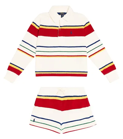 Polo Ralph Lauren Kids' Cotton-blend T-shirt And Shorts Set In Multicoloured