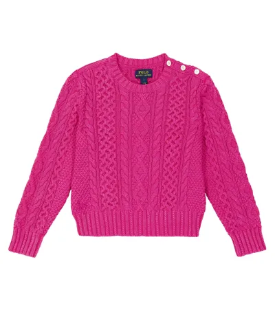 Polo Ralph Lauren Kids' Cable-knit Cotton Sweater In Accent Pink