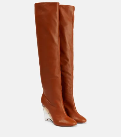 Alaïa Leather Knee-high Boots In Brown