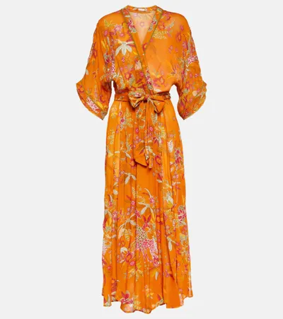 Poupette St Barth Adha Floral Maxi Dress In Orange