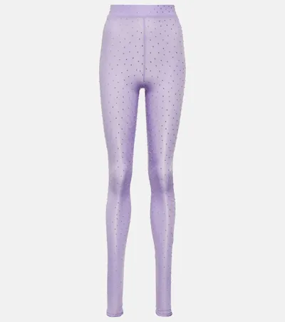 Alex Perry Crystal-embellished Jersey Tights In Purple