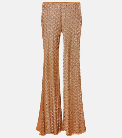 Missoni Low-rise Lamé Wide-leg Pants In Brown