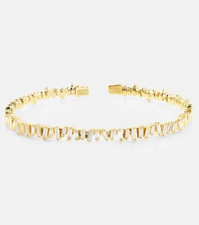 Suzanne Kalan Classic 18kt Gold Bangle With Diamonds