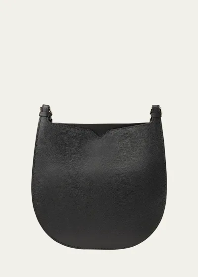 Valextra Saffiano Weekend Hobo Bag In Black