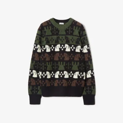 Burberry Chess Wool Blend Sweater In Multicolor