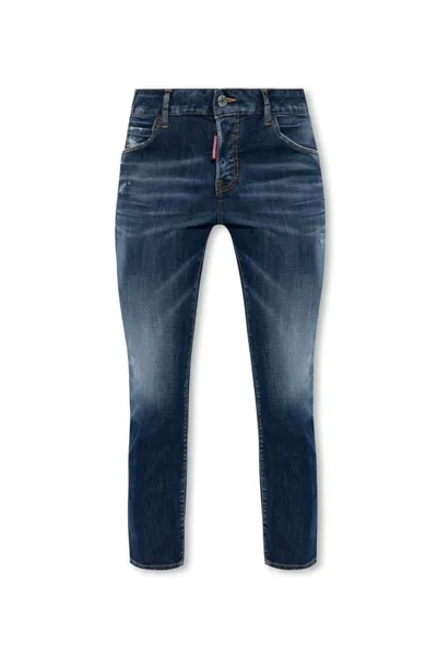 Dsquared2 Distressed Cropped Jeans In Blue