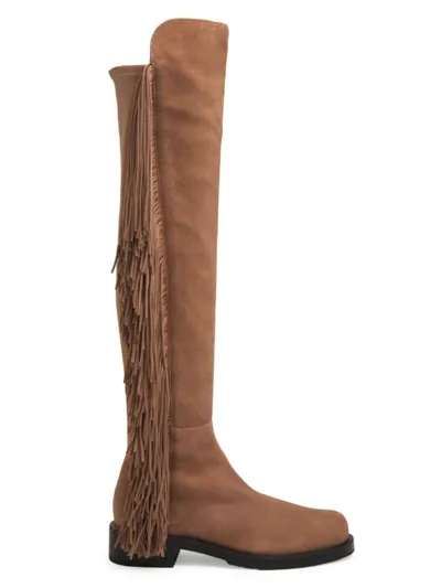 Stuart Weitzman 5050 Bold Fringe Boots, Ankle Boots Beige In Camel