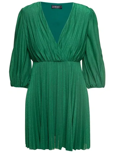 Liu •jo Lurex Mini Dress In Green