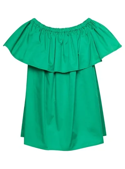 Douuod Popeline Ruffle Shirt In Blue