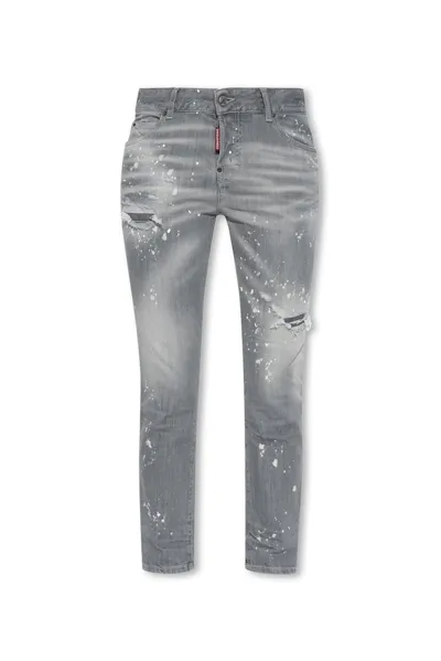 Dsquared2 Distressed Cropped Jeans In Grey