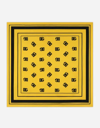 Dolce & Gabbana Twill Scarf With All-over Dg Logo Print (70 X 70) In プリント