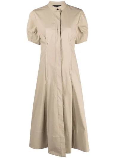 Proenza Schouler Tracey Buttoned-slits Midi Dress In Neutrals