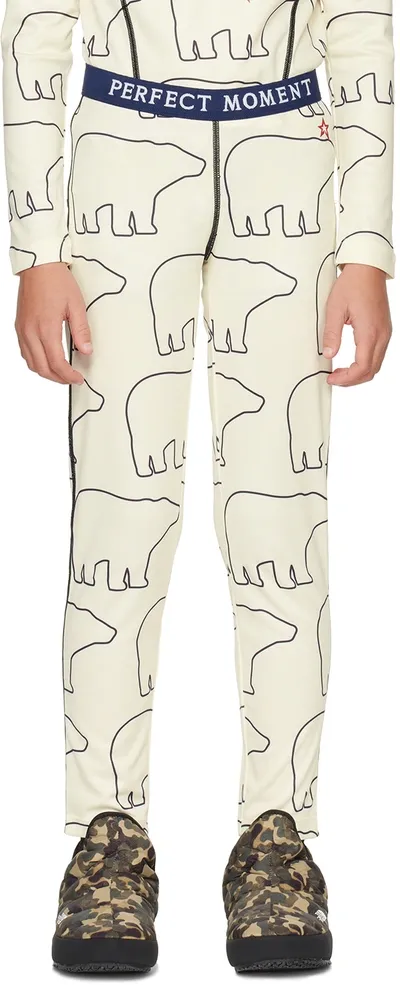 Perfect Moment Kids Off-white Polar Bear Thermal Leggings In Polar Bear Print