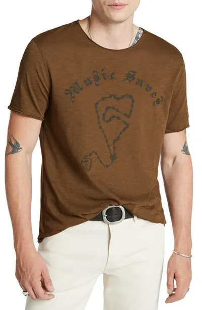 John Varvatos Raw Edge Music Saves Graphic T-shirt In Nutmeg