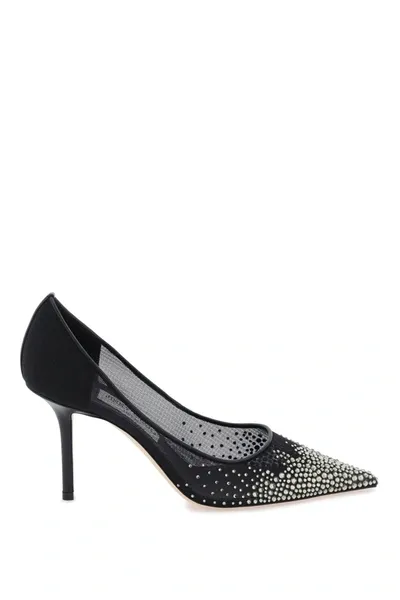 Jimmy Choo Love 85 Crystal-embellished Mesh Pumps In Black