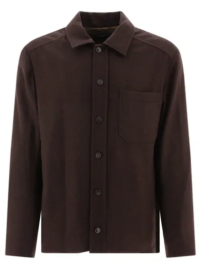 Apc A.p.c. Jasper Long Sleeved Butoned Jacket In Brown