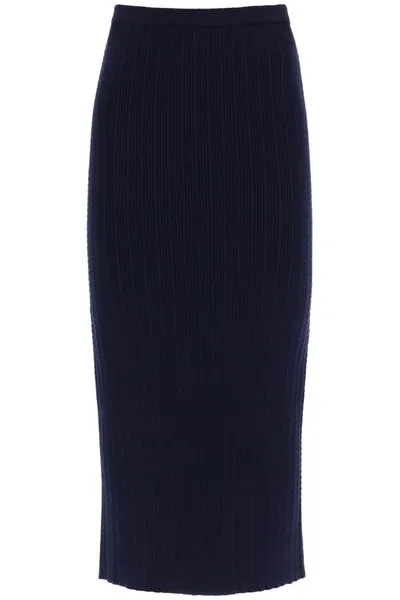 Alessandra Rich Cable-knit Pencil Skirt In Blue