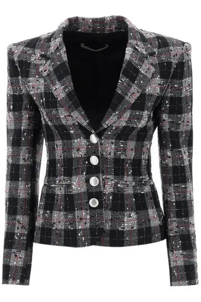 Alessandra Rich Tweed Single-breasted Blazer In Black